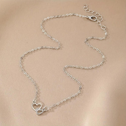 Women's Dual Heart Pendant with Chain Micro Plating